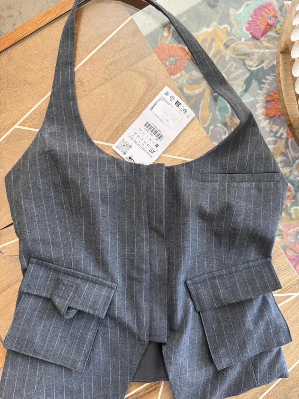 Zara Gray Pinstripe Tailored Vest - Picture 4 of 5